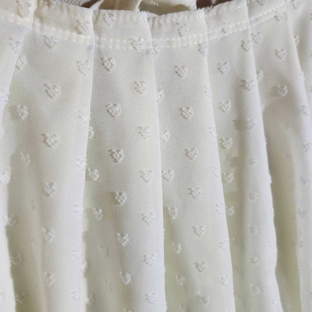 LC‎ Lauren Conrad Plus 1X Off White Swiss Dot Tie Back Neck Short Sleeve Top - Picture 5 of 12